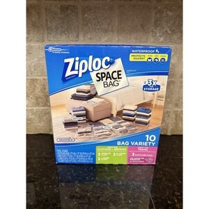 ZIPLOC VACUUM SEAL BAGS VALUE PACK OF 10 ASSORTED AIRTIGHT WATERPROOF SPACE BAG